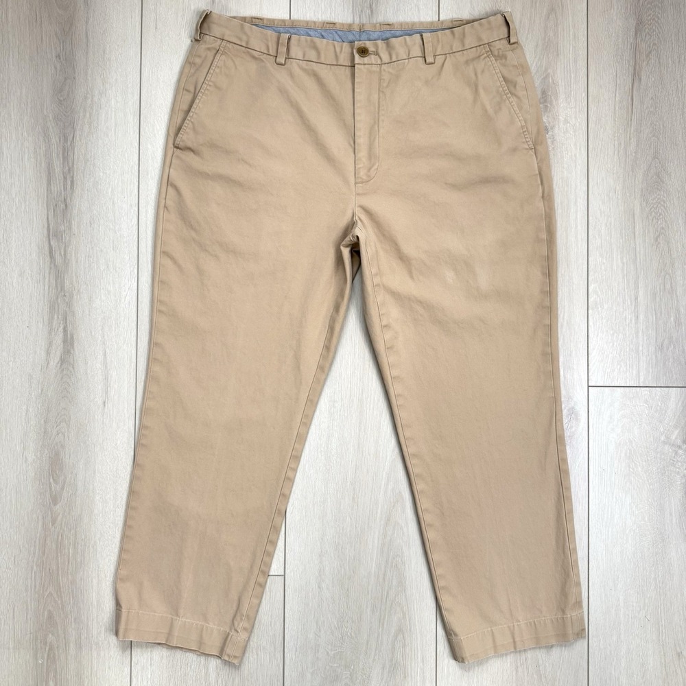 Brooks Brothers Clark Fit Khaki Chino Pants W40 L32 Stretch Flat Front 38x27 mea
